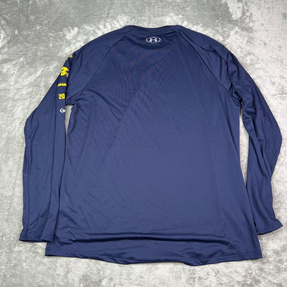 Under Armour Memphis Showboats UFL Navy Blue Tech‎ Long Sleeve Shirt Mens Large - Picture 6 of 11